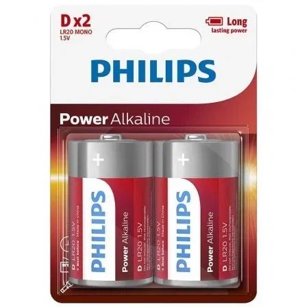 Philips Pilas LR20P2B/05 D Alcalinas 1.5V - Pack 2 Unidades Philips Pilas LR20P2B/05 D Alcalinas 1.5V - Pack 2 Unidades